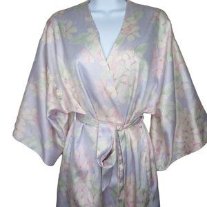 Vintage 60s Miss Elaine Knee Length Robe S Multicolor Floral Union Tag USA